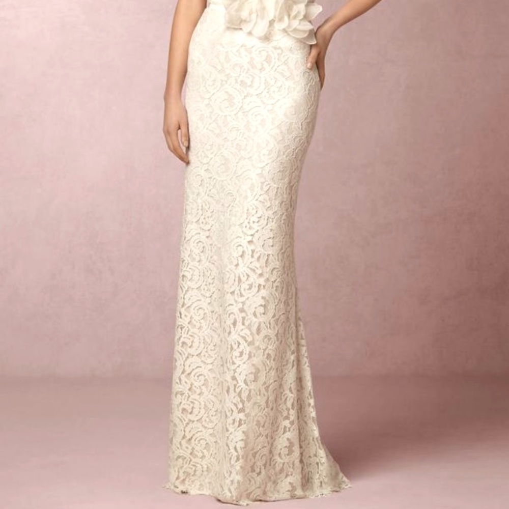 BHLDN Ivory and Nude Ellory Skirt